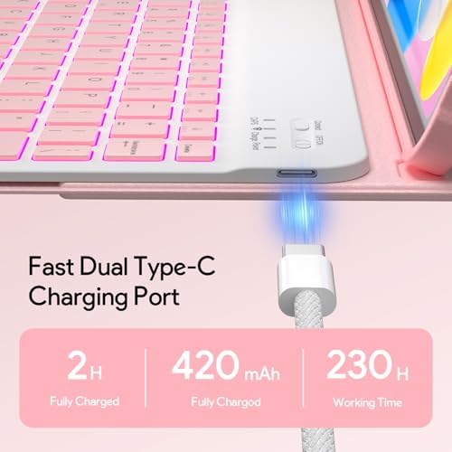 YBING for iPad A16 Case with Keyboard 11th & 10th Generation Dedicated