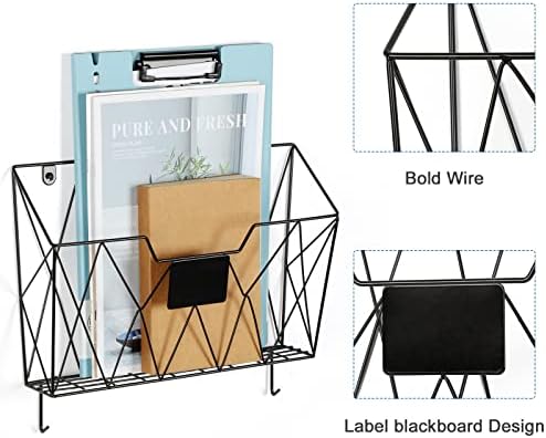 Wall File Organizer, 3 Pack Metal Wall Basket File Holder for Home Office