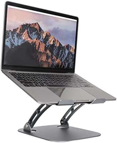 Diyeeni Laptop Stand with 2 Cooling Fans, Aluminum Computer Riser Ergonomic Foldable Height Laptop Elevator for Desk, Compatible with 10-17.3in Laptops, Sturdy Portable (Space Gray)