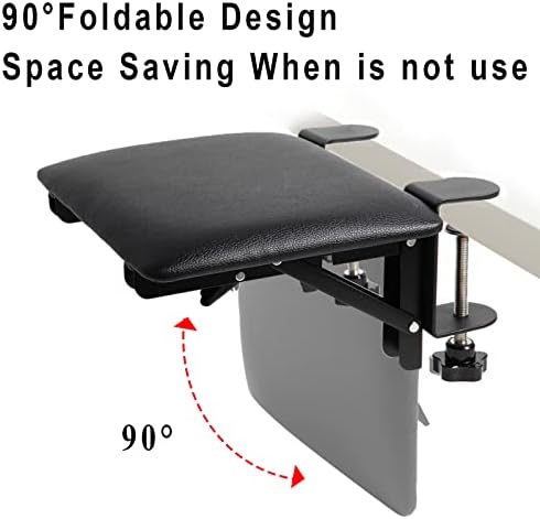 eulps Foldable Arm Rest for Desk, Clamp-On Desk Arm Support Pad with Soft PU Leather Cushion, Ergonomic Wrist & Forearm Rest for Computer Typing, Mouse Use, Gaming, Home Office