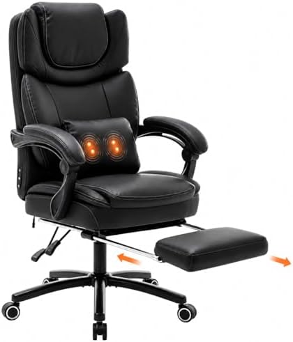 Big and Tall Massage Heat Office Chair for Executive Gaming People