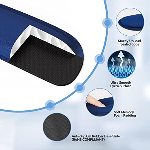 TECKNET Keyboard Wrist Rest and Mouse Pad with Wrist Support, Memory Foam Set for Computer/Laptop/Mac, Lightweight for Easy Typing & Pain Relief Ergonomic Mousepad,Blue