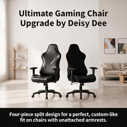 Deisy Dee Gaming Chair Cover, 4-Piece Stretch Computer Chair Slipcover with Armrest Cover, Universal Polyester Spandex Washable Chair Protector for Racing Office Reclining Chair