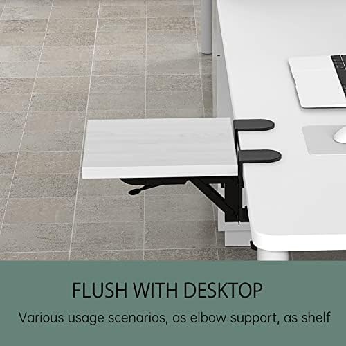 Sisyphy Ergonomics Desk Extender Tray, 9.5x9.1" Punch-Free Clamp on, Foldable Keyboard Drawer Tray, Table Mount Arm Wrist Rest Shelf, Computer Elbow Arm Support