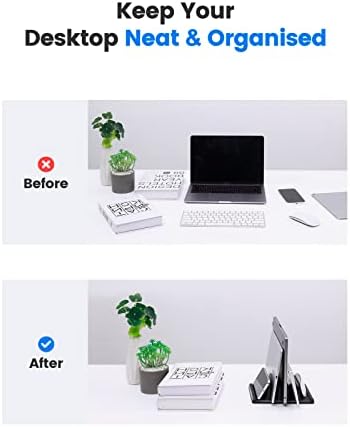 3-Slot Vertical Laptop Stand Holder,Adjustable ABS Plastic Desktop Notebook Dock,Vertical Laptop Stand Space-Saving for All MacBook/Surface/Samsung/HP/Dell/Chrome Book