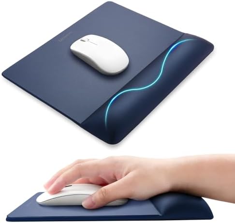 univo colors Wide Size Mouse Pad with Wrist Rest,Premium PU Material,Low-Rebound Cushion,Ergonomic Design,Comfortable Wide-Size Operation,Smooth Mouse Control with Hard Plate,Reduces Fatigue(Navy)