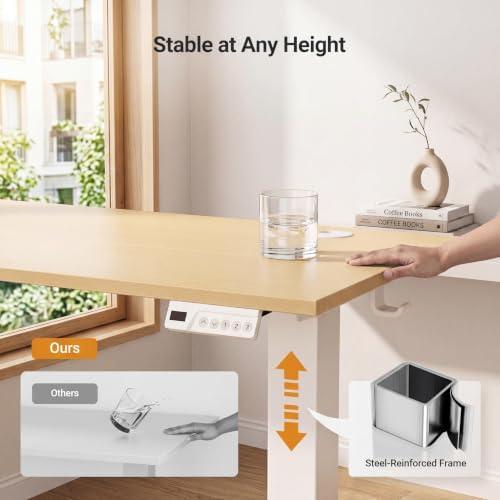 Claiks Electric Standing Desk 55x24 Inch Adjustable Desk, Nature