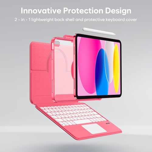 ProCase Touchpad Keyboard Case for iPad 11th (A16) / 10th Gen 10.9", Pink