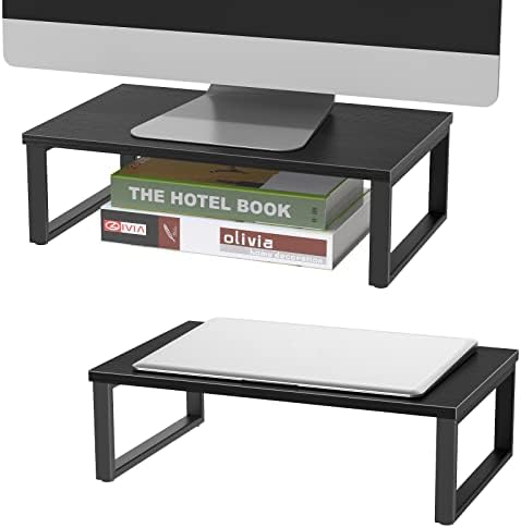 Monitor Riser 2 pack Monitor Stand for Desk Wood, Black