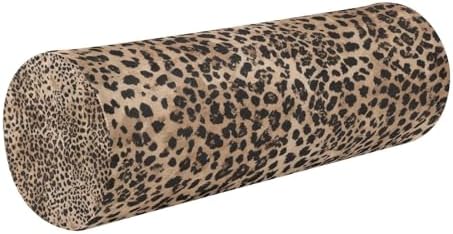 Leopard Texture Neck Roll Pillow - Extra Dense Memory Foam Round Cylinder Bolster for Cervical Support, Spondylosis, Neck Pain Relief