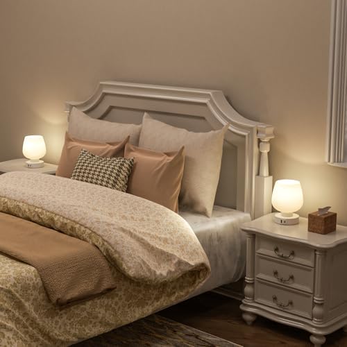 Seealle Small Touch Table Lamp for Nightstand, 3 Way Dimmable Bedside Lamp