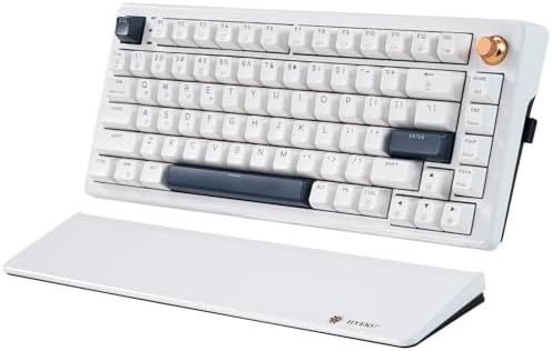 Hexgears 75% Wireless Mechanical Keyboard with Knob, Hot Swappable Creamy Keyboard with Wrist Rest, Pre-lubed Linear Switches, 2.4GHz/Type-C/BT5.0, RGB Backlit Gaming Keyboards for Win/Mac (White)
