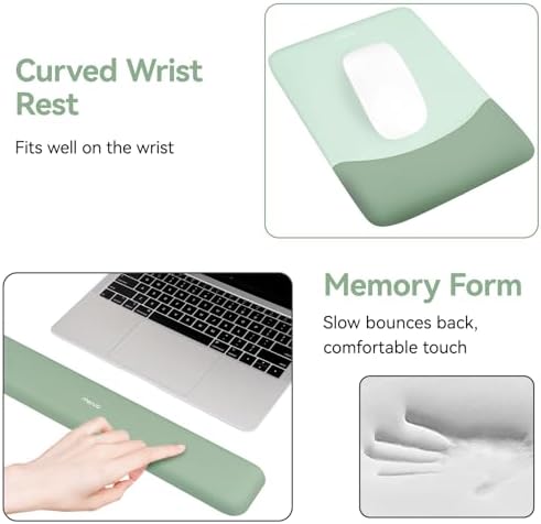 MOSISO Ergonomic Keyboard & Mouse Pad Wrist Rest Set, Antique Green