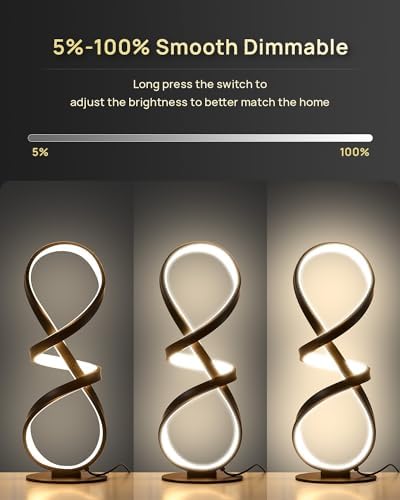 Set of 2 Cool LED Table Lamps, Modern Spiral Touch Desk Light