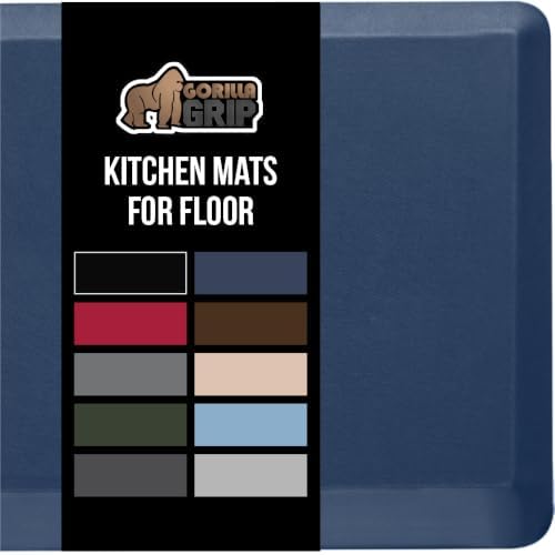 GORILLA GRIP Cushioned Antifatigue Kitchen Mat for Floor, 70x24, Navy