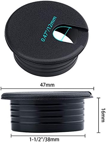 Desk Grommet, 1.5 Inch Plastic Cable Hole Cover, Wire Cord Organizer, Black