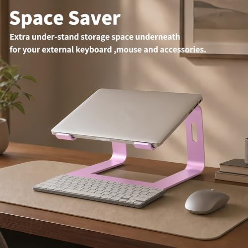Orionstar Ergonomic Laptop Stand, Aluminum Riser, 10-15.6",Pink