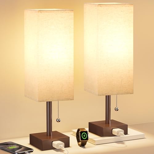 Fenmzee Bedside Lamp for Bedroom Set of 2 - Table Desk Lamp for Nightstand