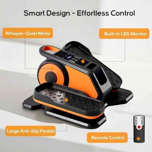 NEWBULIG Electric Seated Pedal Exerciser, Under Desk Elliptical Machine for Seniors, Quiet Portable Ellipse Leg Exerciser As Seen On TV with Remote Control, 12 Adjustable Speeds