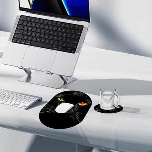 Small Mouse pad, Portable, Waterproof Non-Slip Rubber Bottom, Suitable for Wireless Mouse, Laptop Keyboard Tray for Both Men and Women, Office Travel 7.1x10.6in，Black Cat