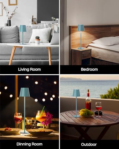 JACKYLED Cordless Table Lamps Rechargeable, 3 Adjustable Height, 5000 Capactiy Operated 3 Colors Smooth Dimming, Portab