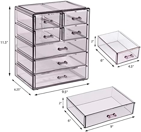 Sorbus 7-Drawer Makeup Organizer with Small & Wide Drawers (Purple)
