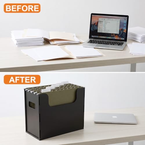 Qeeenar 1 Pcs Hanging File Box with 5 Pcs Green Hanging File Folders