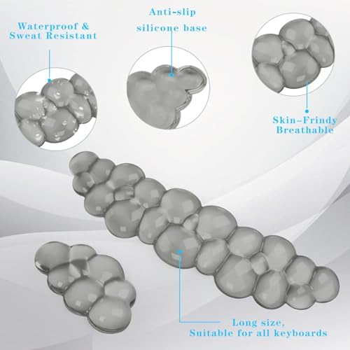 Gel Cloud Keyboard and Mouse Wrist Rest, Cute Wrist Support and Arm Support Keyboard Rest for Keyboard and Mouse Typing Pain Relief，Suitable for Office/Computer/Laptop/Gaming (Gray)