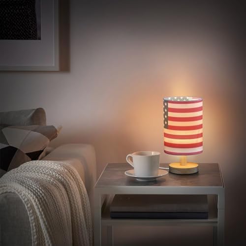 ALAZA American Flag Stylish Decor Bedside Table Lamp with USB Port for Bedroom Nightstand Office Desk LED Bulb Included