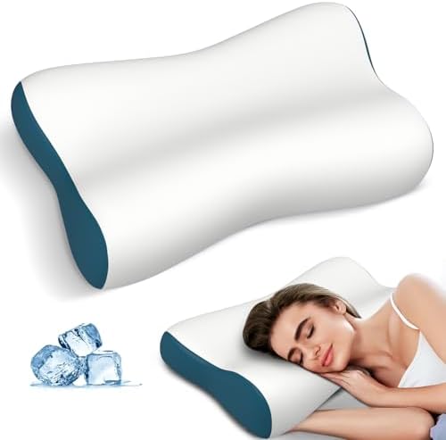 Cervical Pillow for Neck Pain Relief, Contour Memory Foam Pillows for Sleeping, Odorless Ergonomic Pillow Adjustable Orthopedic Cooling Pillow Bed Pillow Neck Support for All Sleepers (White)