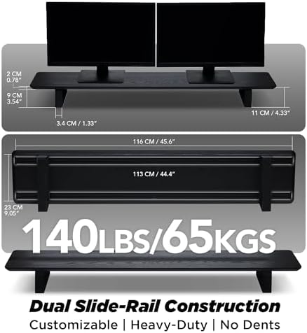 ULTRARM Moodular Wooden Monitor Stand Desk Organizer, Large 45.6" Black