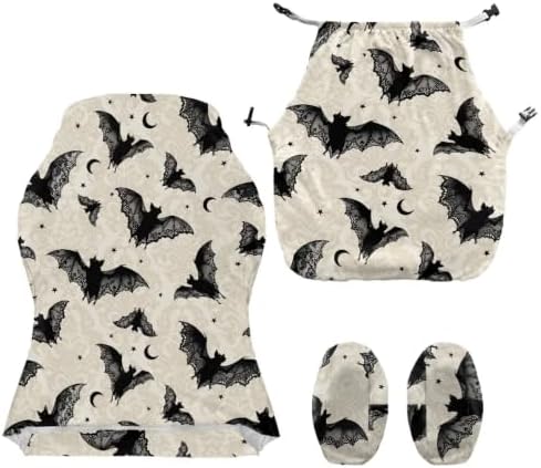 Halloween Bat Moon Gothic Gaming Chair Cover Stretchable Game Chair Slipcovers with 2 Armrest Covers, Scratch-Proof Gamer Desk Chair Covers for Computer Office Seat