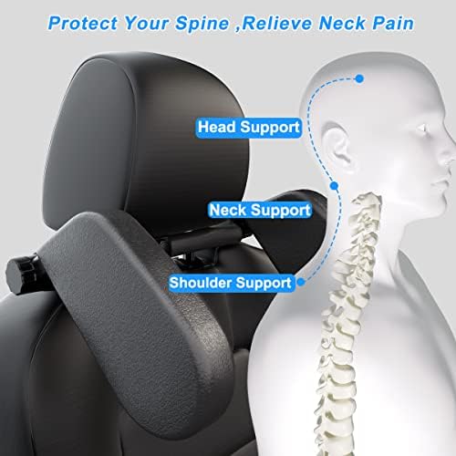 Car Headrest Pillow, Roadpal Adjustable Sleeping Headrest for Car Seat, Head Neck Support Rest Pillows for Kids Adults Travel, Only fit for Car Seat Headrest with Poles (Upgrade-Black)