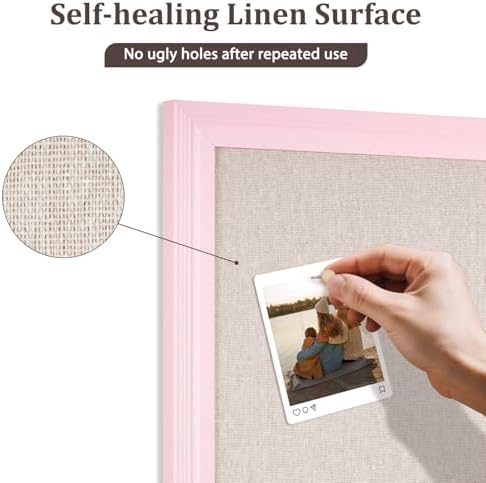 DOLLAR BOSS Bulletin Boards with Linen, 24"x18" White Cork Board, Pink