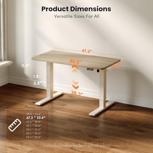 CubiCubi Electric Height Adjustable Standing Desk 48x24 Inch, Light Walnut