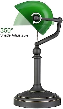Antique Green Glass Bankers Desk Lamp