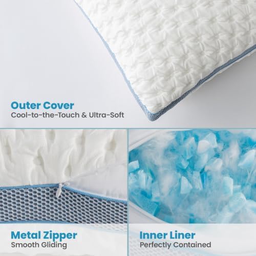 Resort Collection Cooling Shredded Foam Bed Pillows King Size Set of 2