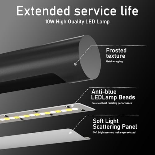 LED Desk Lamp for Home Office, Eye-Protecting Desk Light with Base，3 Color 10 Brightness Metal Table lamp,Suitable for Work, Study and Reading (Black)