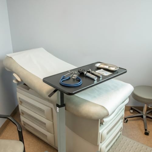 Vaunn Medical Cart Adjustable Overbed Table with Wheels – Rolling Bedside Table for Hospital, Portable Standing Cart & Laptop Desk for Bed, Couch, Wheelchair