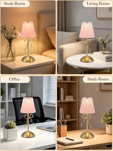 2 Pack Bow Table Lamp,Cordless Rechargeable LED Table Lamps for Living Room