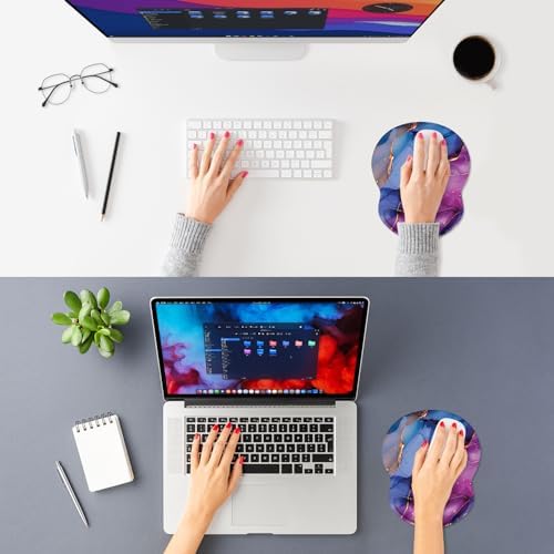 ITNRSIIET Ergonomic Mouse Pad with Comfort Gel Wrist Rest, Non-Slip PU Base, Smooth Textured Surface, Reduces Hand Fatigue & Wrist Pain, 8.7 x 7.2 Inch for Office Gaming Home, LiquidGold