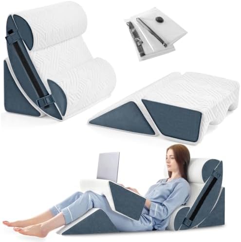 Yojoker 6pcs Orthopedic Bed Wedge Pillow Set for Sleeping, Post Surgery Foam for Body, Back and Leg Pain Relief Comfortable & Adjustable Support Pillows-Anti Snoring, Heartburn, Navy