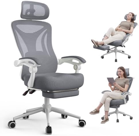 CYKOV Ergonomic Office Chair, Reclining, Footrest, Adjustable Lumbar, 350LB