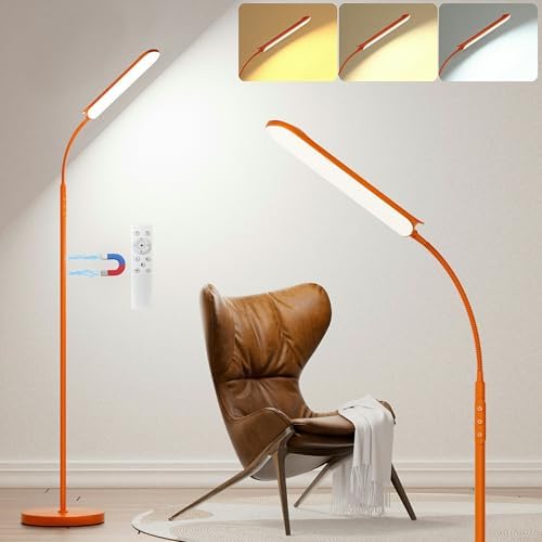 Yikuneng Dimmable LED Floor Lamp, Super Bright Reading Lamps Floor Standing lamp with Remote & Touch Control, Orange