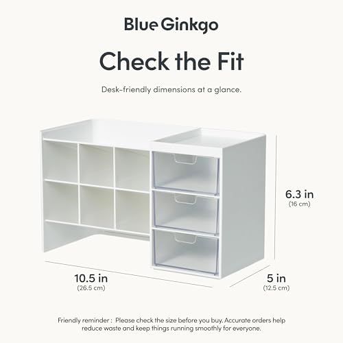 Blue Ginkgo Stackable Desk & Pen Organizer, White, Made in Korea