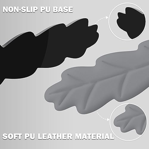 Keyboard Wrist Rest Pad Set, Leaf Shape PU Leather Memory Foam Wrist Cushion Support,Mouse Wrist Rest Pad,Non-Slip Wrist Support for Easy Typing Pain Relief, Grey Leaf