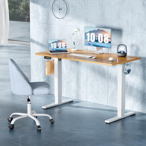 DUMOS 55 Inch Electric Standing Desk, Memory Adjustable Home Office Desk