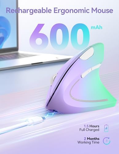 TECKNET Wireless Ergonomic Mouse, Rechargeable Wireless Vertical Mouse
