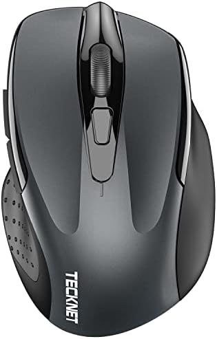 TECKNET Wireless Mouse, BT 5.0/2.4G, Silent 4800 DPI 6 Buttons, Grey