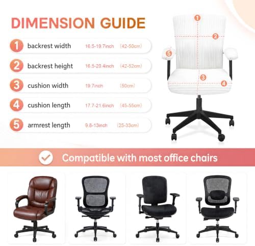 Tallew 4 Pieces Office Chair Covers Set Desk Computer, White
